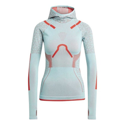 Front - Adidas Womens/Ladies Tech Geometric Technical Funnel Neck Raglan Hoodie