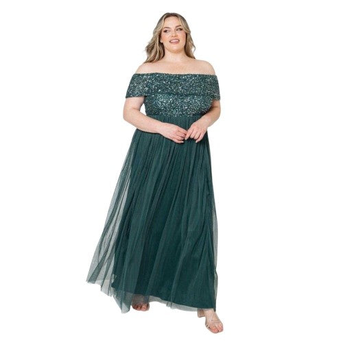 Front - Deluxe Womens/Ladies Maxi Off Shoulder Gown