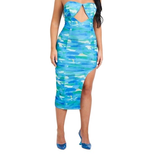 Front - Missy Empire Womens/Ladies Mesh Cut Out Side Fitted Midi Dress