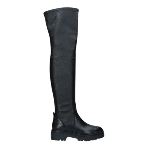 Front - Diesel Womens/Ladies Leather Block Heel Thigh-High Boots