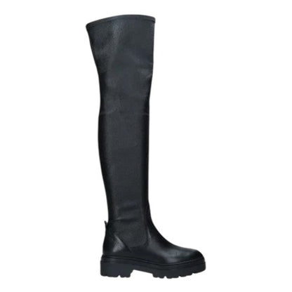 Front - Diesel Womens/Ladies Leather Block Heel Thigh-High Boots