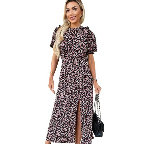 Front - AX Paris Womens/Ladies Rose Print Midi Dress