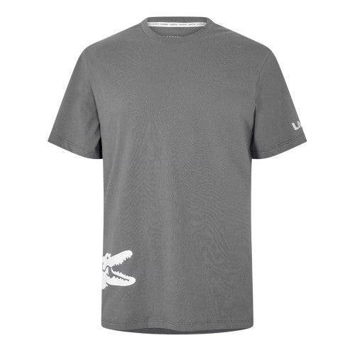 Front - Lacoste Mens Back Print Cotton Short-Sleeved Pyjama Top