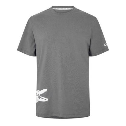 Front - Lacoste Mens Back Print Cotton Short-Sleeved Pyjama Top