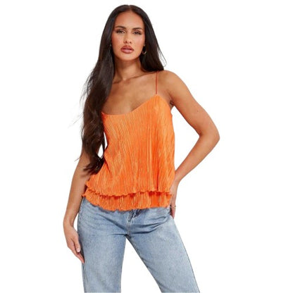 Front - I Saw It First Womens/Ladies Layered Plisse Spaghetti Strap Camisole