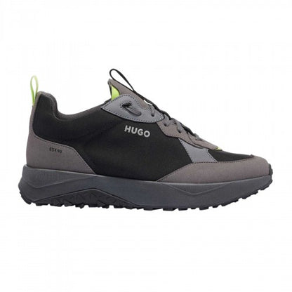 Front - Hugo Mens Kane Runn Textile Lace Up Shoes