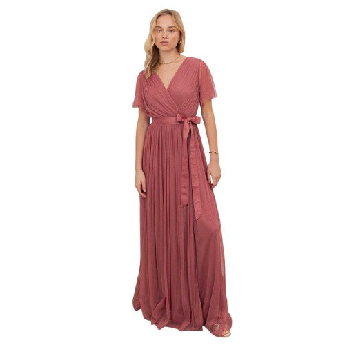 Front - Anaya With Love Womens/Ladies Wrap Fitted Flutter Bridesmaid Maxi Dress