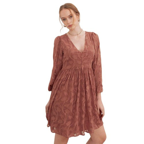 Front - Lovedrobe Womens/Ladies Burnout Puff Sleeve Mini Dress
