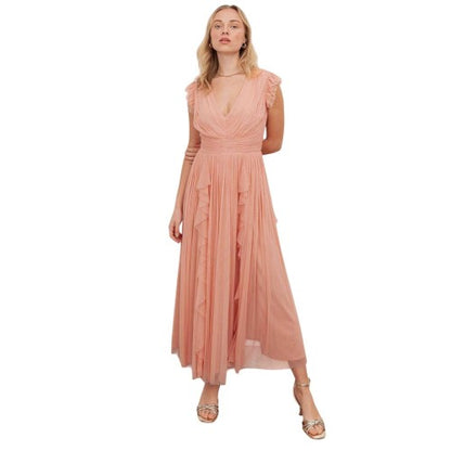 Front - Anaya With Love Womens/Ladies Waterfall V Neck Flutter Maxi Dress