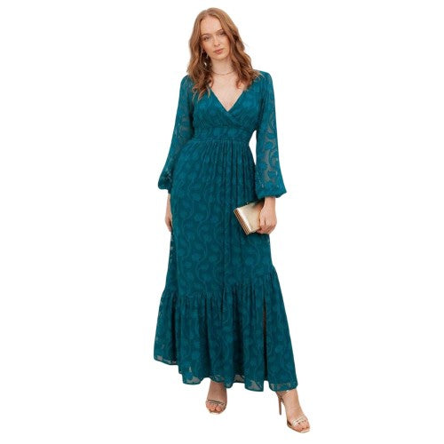 Front - Lovedrobe Womens/Ladies Burnout Floral Tie Back Long-Sleeved Maxi Dress