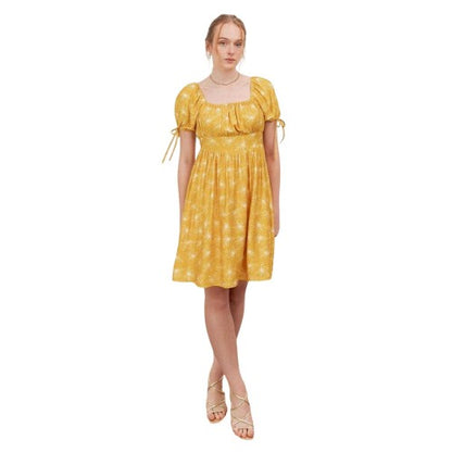 Front - Lovedrobe Womens/Ladies Floral Square Neck Tie Sleeves Mini Dress