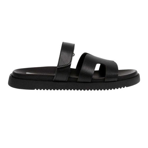Front - Steve Madden Childrens/Kids Missile-E Leather Flatform Slides