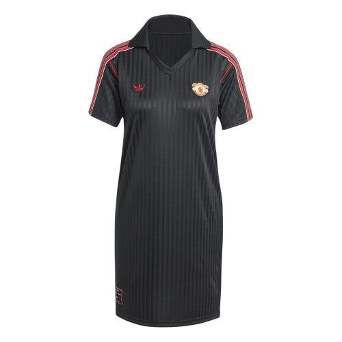 Front - Adidas Womens/Ladies Terrace Icons Manchester United FC Relaxed Fit T-Shirt Dress