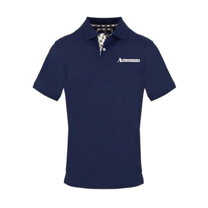 Front - Aquascutum Mens Checked Collar Pique Collared Polo Shirt