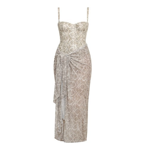 Front - Good American Womens/Ladies Snake Print Mesh Maxi Sarong