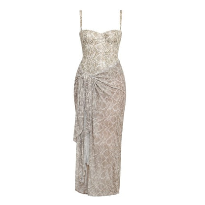 Front - Good American Womens/Ladies Snake Print Mesh Maxi Sarong