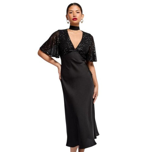 Front - Little Mistress Womens/Ladies V Neck Maxi Dress