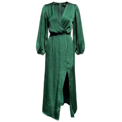 Front - AX Paris Womens/Ladies Satin Long-Sleeved Wrap Dress