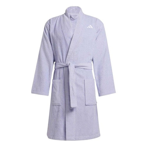 Front - Adidas Mens Embroidered Logo Shawl Collar Long-Sleeved Robe