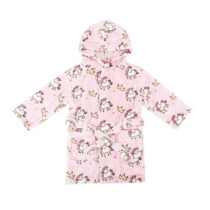 Front - Star Baby Girls Unicorn Fleece Hooded Robe
