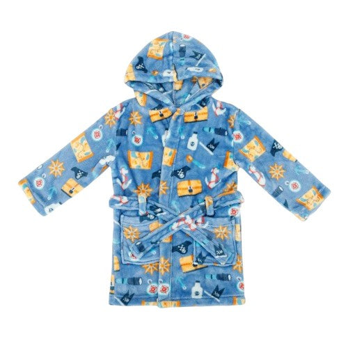 Front - Star Baby Boys Pirate Fleece Hooded Robe