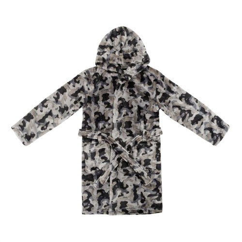 Front - Star Boys Camo Fleece Hooded Robe