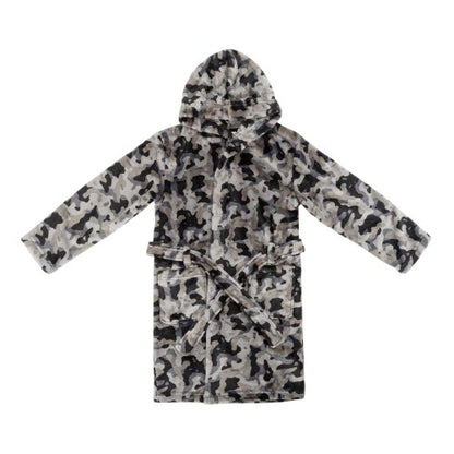 Front - Star Boys Camo Fleece Hooded Robe