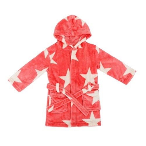 Front - Star Baby Girls Stars Fleece Hooded Robe