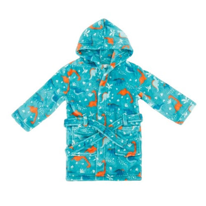 Front - Star Baby Boys Dinosaur Fleece Hooded Robe