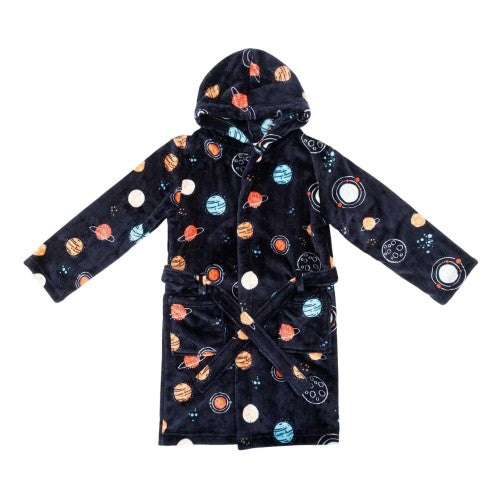 Front - Star Boys Space Fleece Hooded Robe