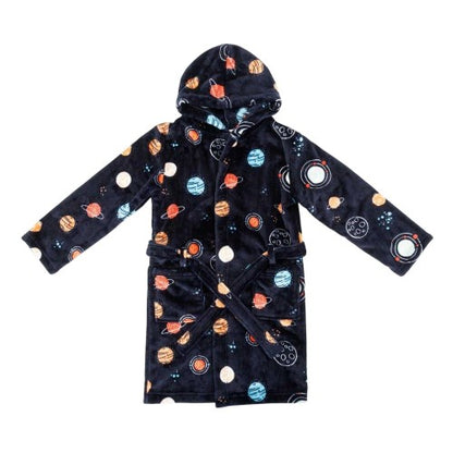 Front - Star Boys Space Fleece Hooded Robe