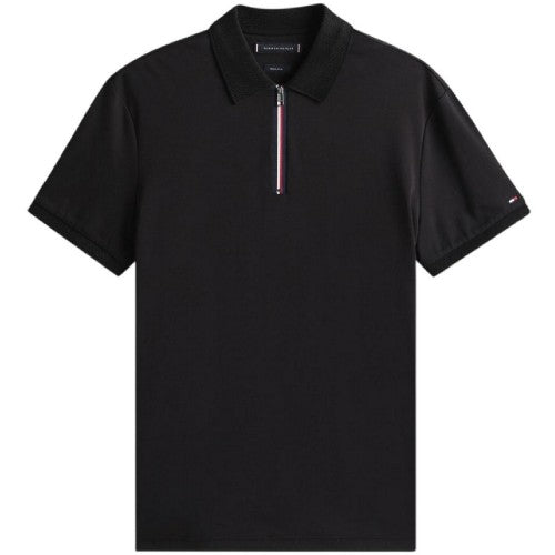 Front - Tommy Hilfiger Mens Quarter Zip Polo Shirt
