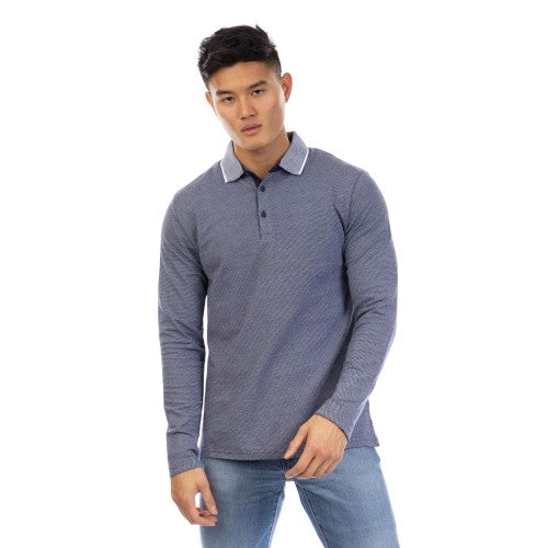 Front - Peter Werth Mens Needham Collared Long-Sleeved Polo Shirt