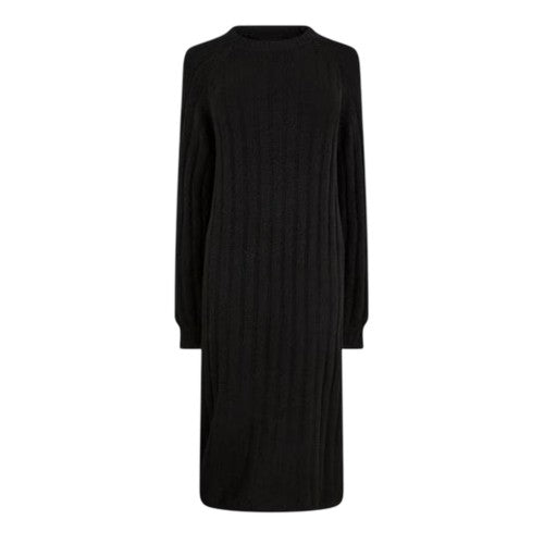 Front - Pieces Womens/Ladies Knitted Crew Neck Long-Sleeved Midi Dress