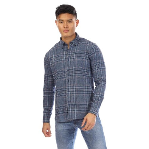 Front - Peter Werth Mens Plaid Long-Sleeved Shirt