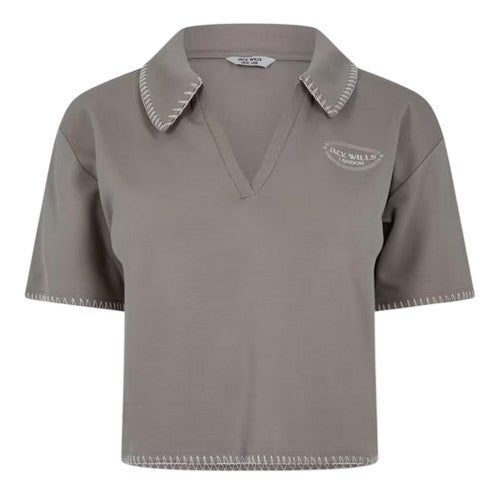 Front - Jack Wills Womens/Ladies Collared V Neck Crop Top