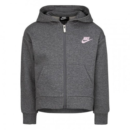 Front - Nike Childrens/Kids Embroidered Logo Cotton Full Zip Hoodie