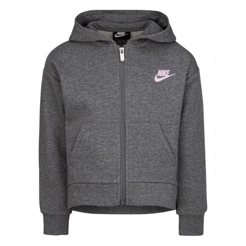 Front - Nike Childrens/Kids Embroidered Logo Cotton Full Zip Hoodie
