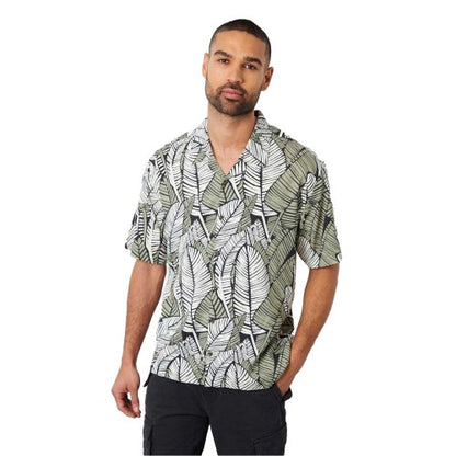 Front - Threadbare Mens Leaf Print Relaxed Fit Shirt