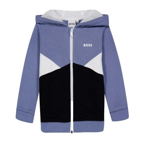 Front - Boss Boys Colour Block Regular Full Zip Hoodie