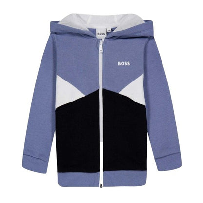 Front - Boss Boys Colour Block Regular Full Zip Hoodie