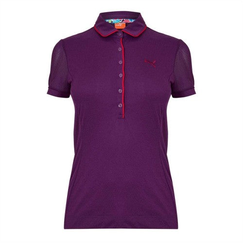 Front - Puma Womens/Ladies Novelty Mesh Sleeve Golf Polo Shirt