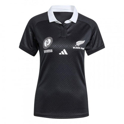 Front - Adidas Womens/Ladies Black Ferns 2025 Rugby Shirt