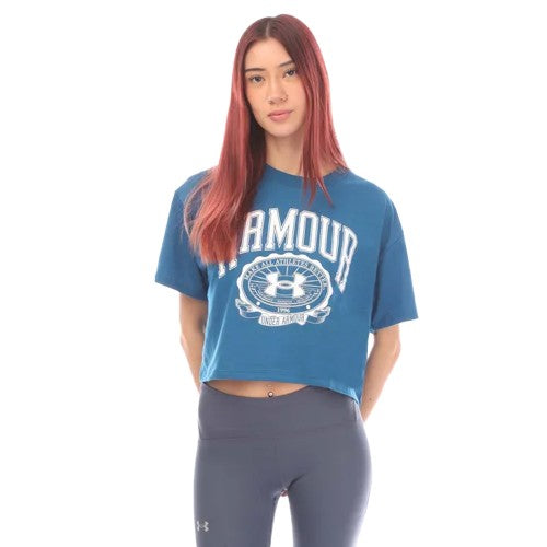Front - Under Armour Womens/Ladies Collegiate Short-Sleeved Crop T-Shirt