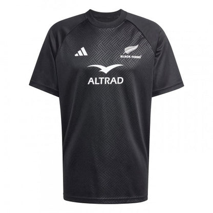 Front - Adidas Mens Black Ferns 2025 Crest Rugby Shirt