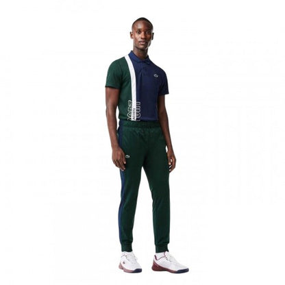 Front - Lacoste Mens Sport Colour Block Slim Running Tracksuit Bottoms