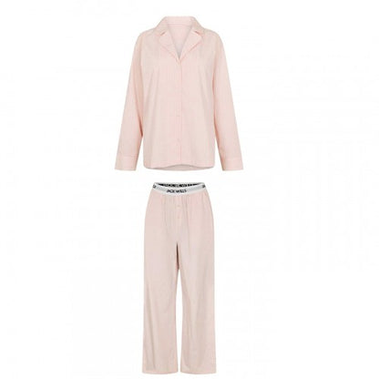 Front - Jack Wills Womens/Ladies Stripe Revere Collar Long-Sleeved Long Pyjama Set