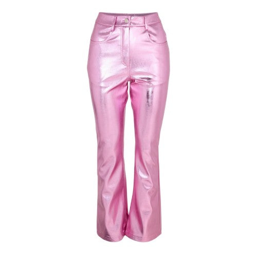 Front - AmyLynn Womens/Ladies Metallic Flared Trousers