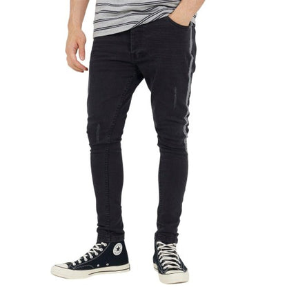 Front - Brave Soul Mens Denim Button Fly Skinny Jeans