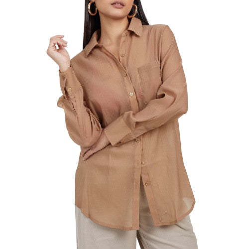 Front - Brave Soul Womens/Ladies Collared Long-Sleeved Shirt